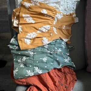 Baby Girls-12 Months-  Floral Dresses in cream, Mustard, Teal, and Rust- Qty 4